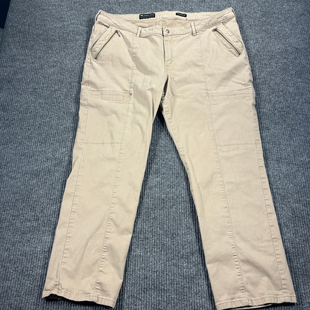 Lee Modern Series Straight Fit Pants Women 22W Tan Khaki Utility Zipper Pockets - Picture 2 of 14